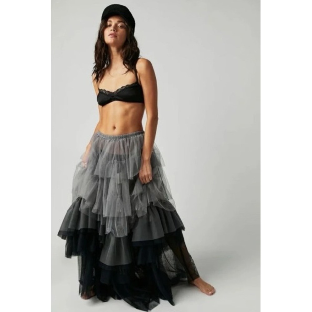 Free People Tulle Much Ombre Tiered Maxi Skirt Small Boho Fairy Grunge Romantic